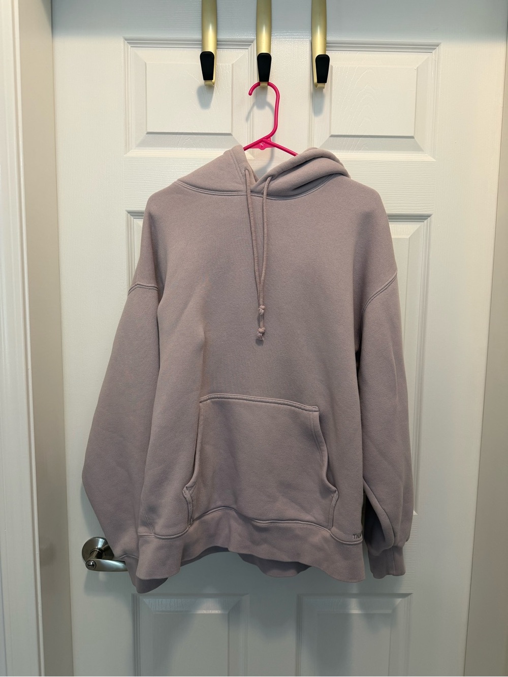 Aritzia TNA Bubble Fleece Hoodie in Light Taupe